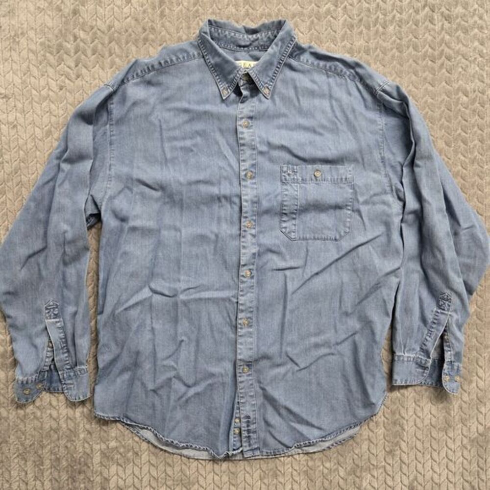 Gear For Sports Mens Large Blue‎ Chambray Button Down Shirt Nortel Networks